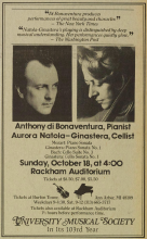 Ginastera and di Bonaventura Performance advertisement, Michigan University Musical Society, 1981