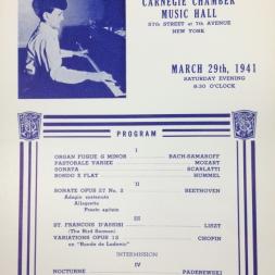 Carnegie Chamber Music Hall, 1941