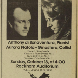 Ginastera and di Bonaventura Performance advertisement, Michigan University Musical Society, 1981